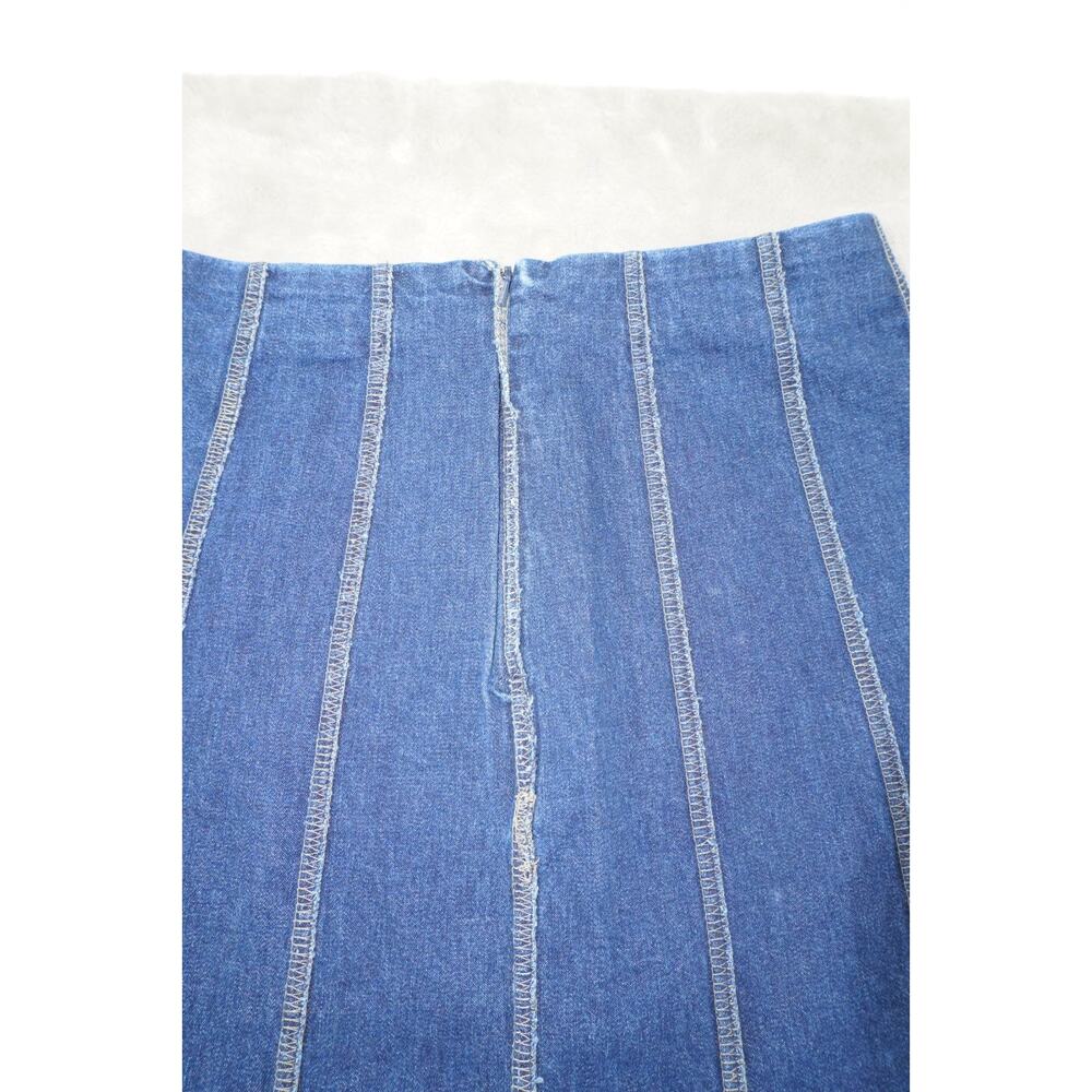 Y2K Denim Maxi Skirt Rhinestone Studded Boho Western Flare Jean Skirt Size 14 - Picture 5 of 8